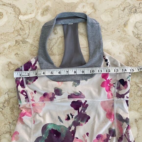 Lululemon Scoop Neck Tank Top Blurred Blossoms White / Heathered Fossil - Picture 14 of 16